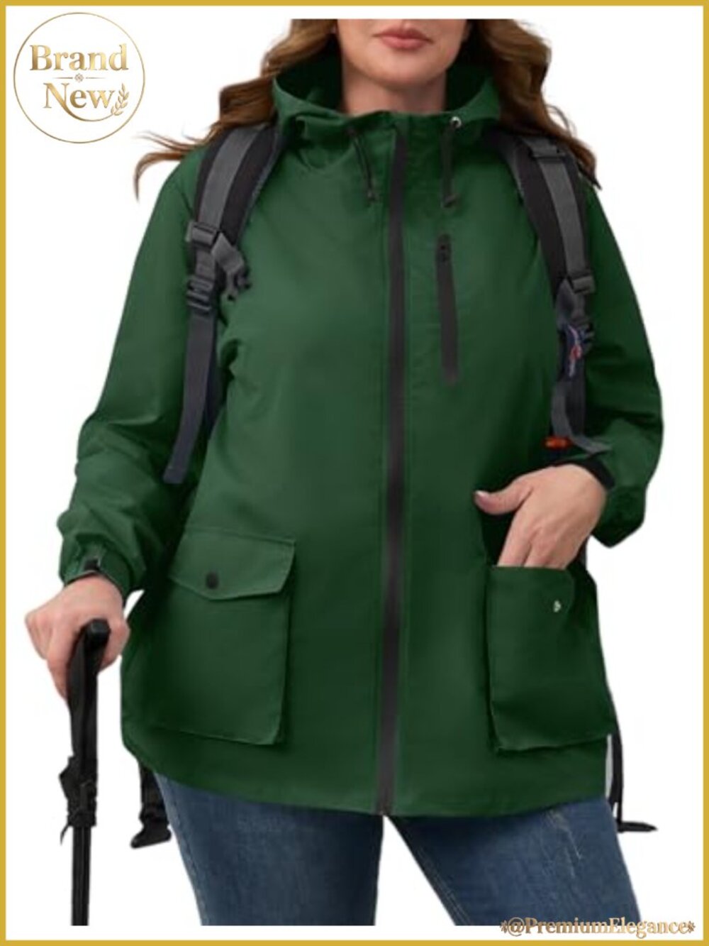 Packable Lightweight Waterproof Plus Size Rain Jacket with Hood